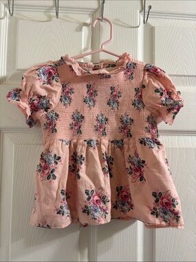 Janie and Jack girls Floral Smocked Puff-Sleeve Top for Kids